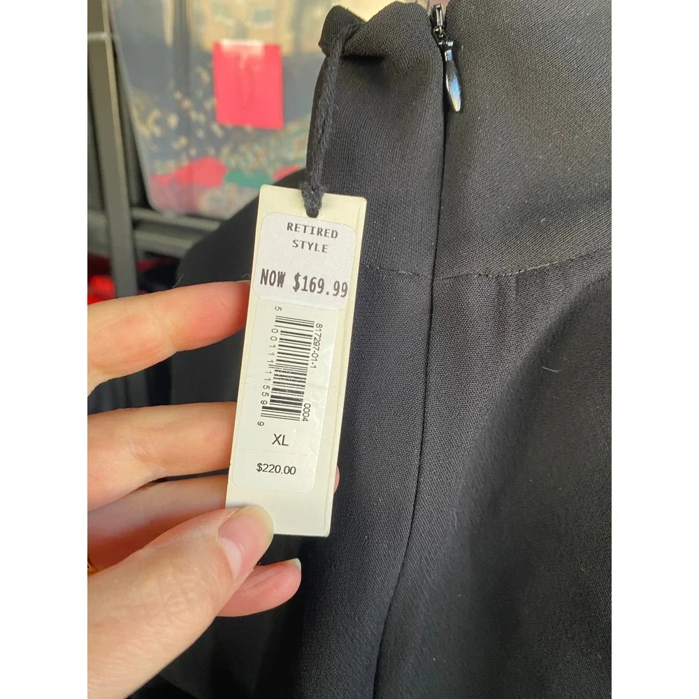 Banana‎ Republic Mock Neck Black Midi Dress XL Work Minimalist Semi Formal LBD